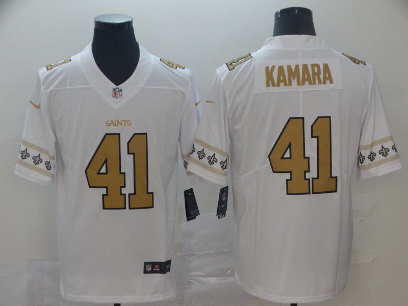 Men New Orleans Saints 41 Kamara White team logo cool edition NFL Jerseys